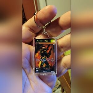 Custom Halo 2 OG Xbox Video Game cover Art Keychain | Hanger [Gift Idea]